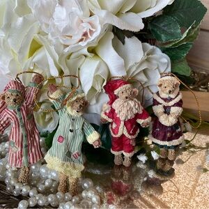 VTG  Christmas Teddy Tompkins Enesco Nighty Night Ornaments (4)